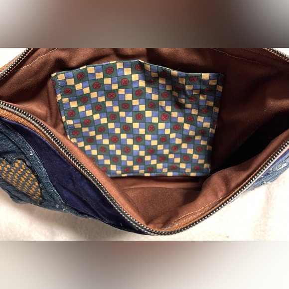 Bohemian Unique One-of-a-Kind Denim Patchwork Clutch Wristlet bag - Picture 10 of 16